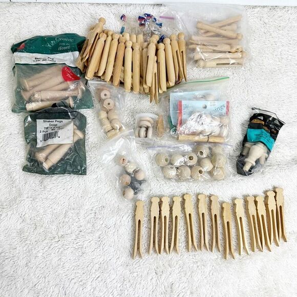 Vintage Other - Vintage Lot of Wooden Clothespins, Knobs, Pulls, Handles Craft Project 80s 90s